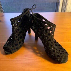New Listing:  "I Love Dance Shoes" Felicia Peep-Toe Dance Shoes with Rhi…